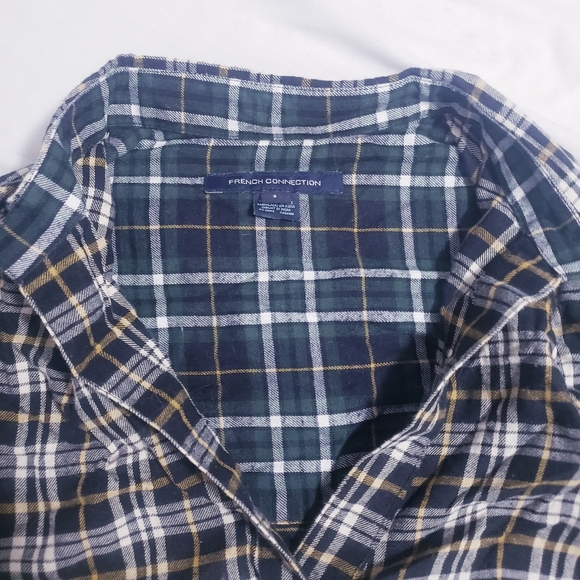 French Connection Plaid Patchwork V-Neck Flannel Blouse - Picture 11 of 14